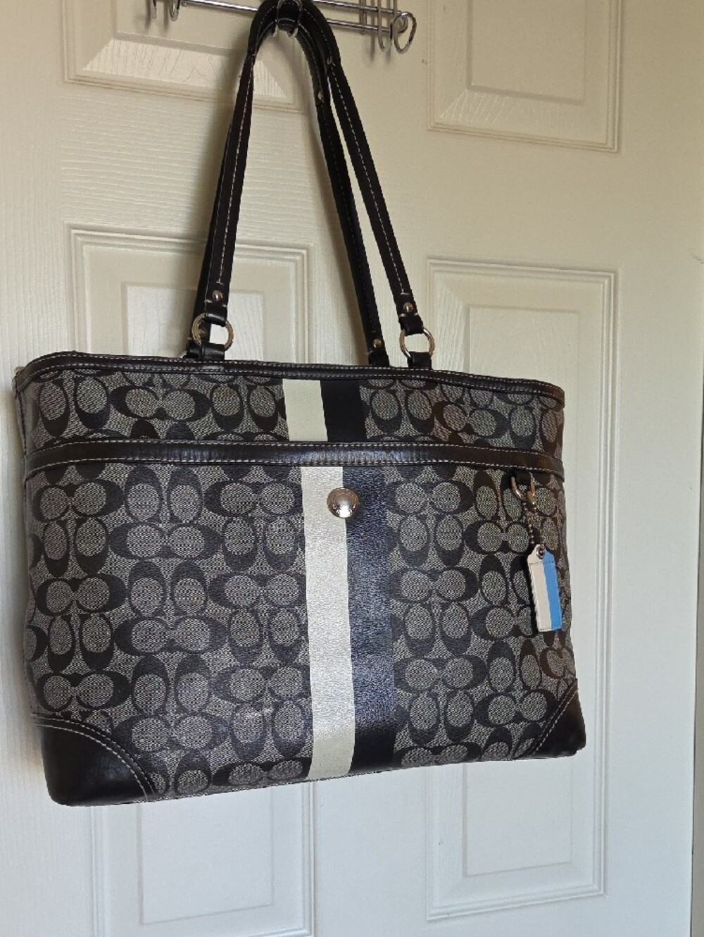 Coach Heritage Chelsea Stripe Tote Bag - Picture 9 of 16